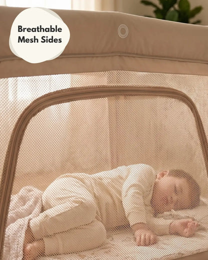 Airpod 3 Travel Cot Includes Newborn Bassinet Insert - Beige