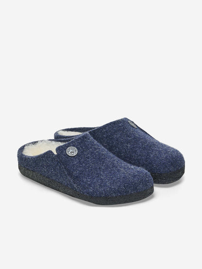 BIRKENSTOCK Boys Zermatt Felt Shearling Slippers in Navy