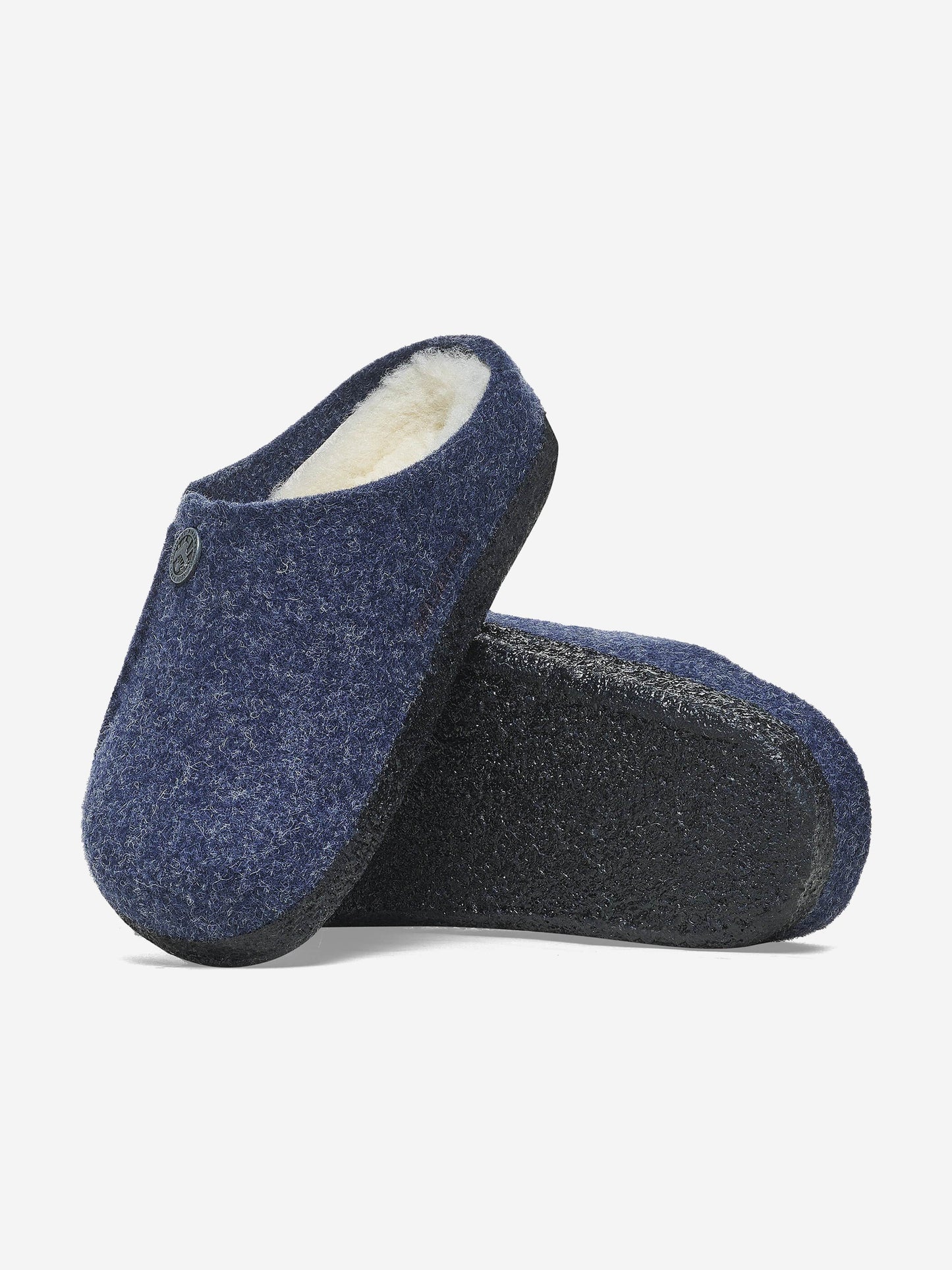 BIRKENSTOCK Boys Zermatt Felt Shearling Slippers in Navy