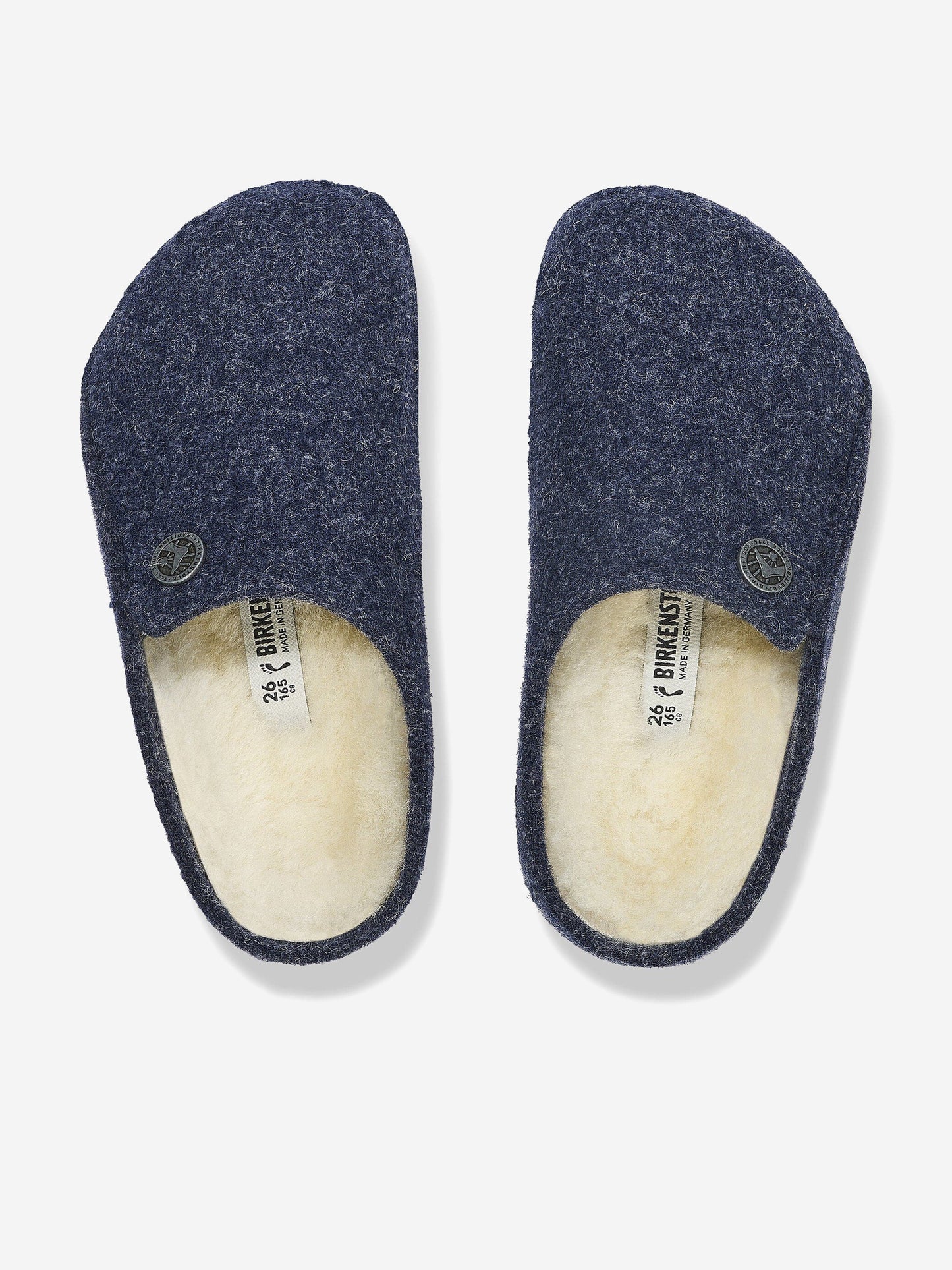 BIRKENSTOCK Boys Zermatt Felt Shearling Slippers in Navy