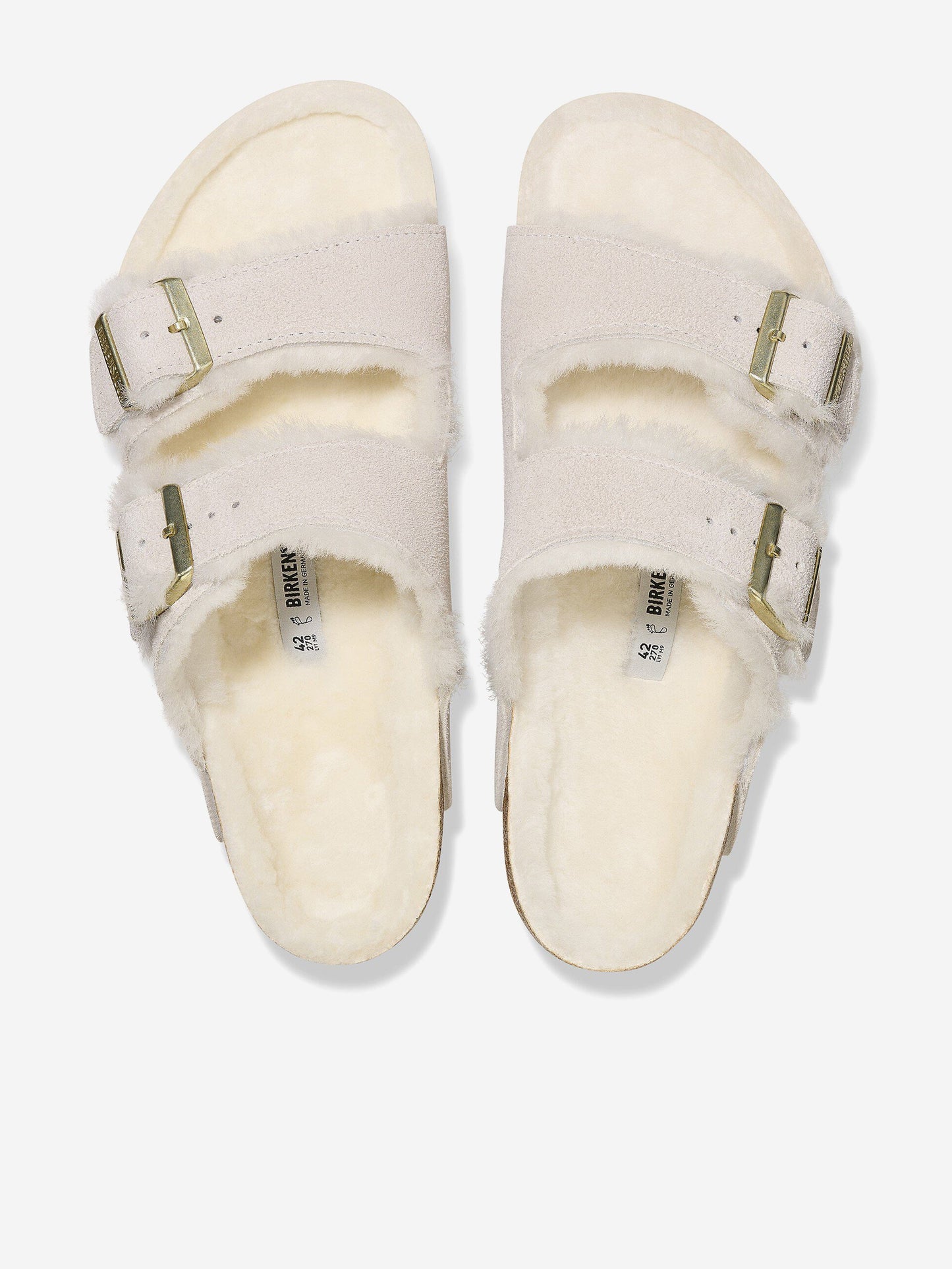 BIRKENSTOCK Arizona Shearling Suede Sandals in White