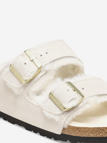 BIRKENSTOCK Arizona Shearling Suede Sandals in White