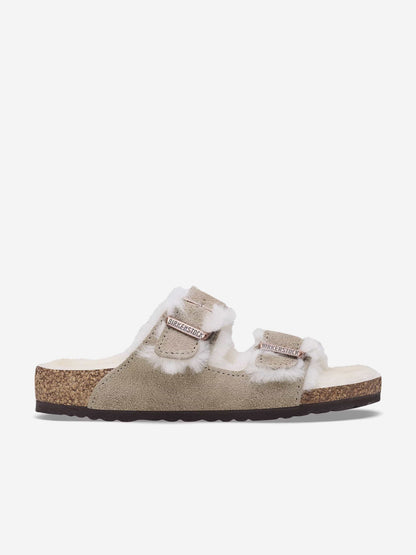 BIRKENSTOCK Kids Arizona Shearling Sandals in Taupe