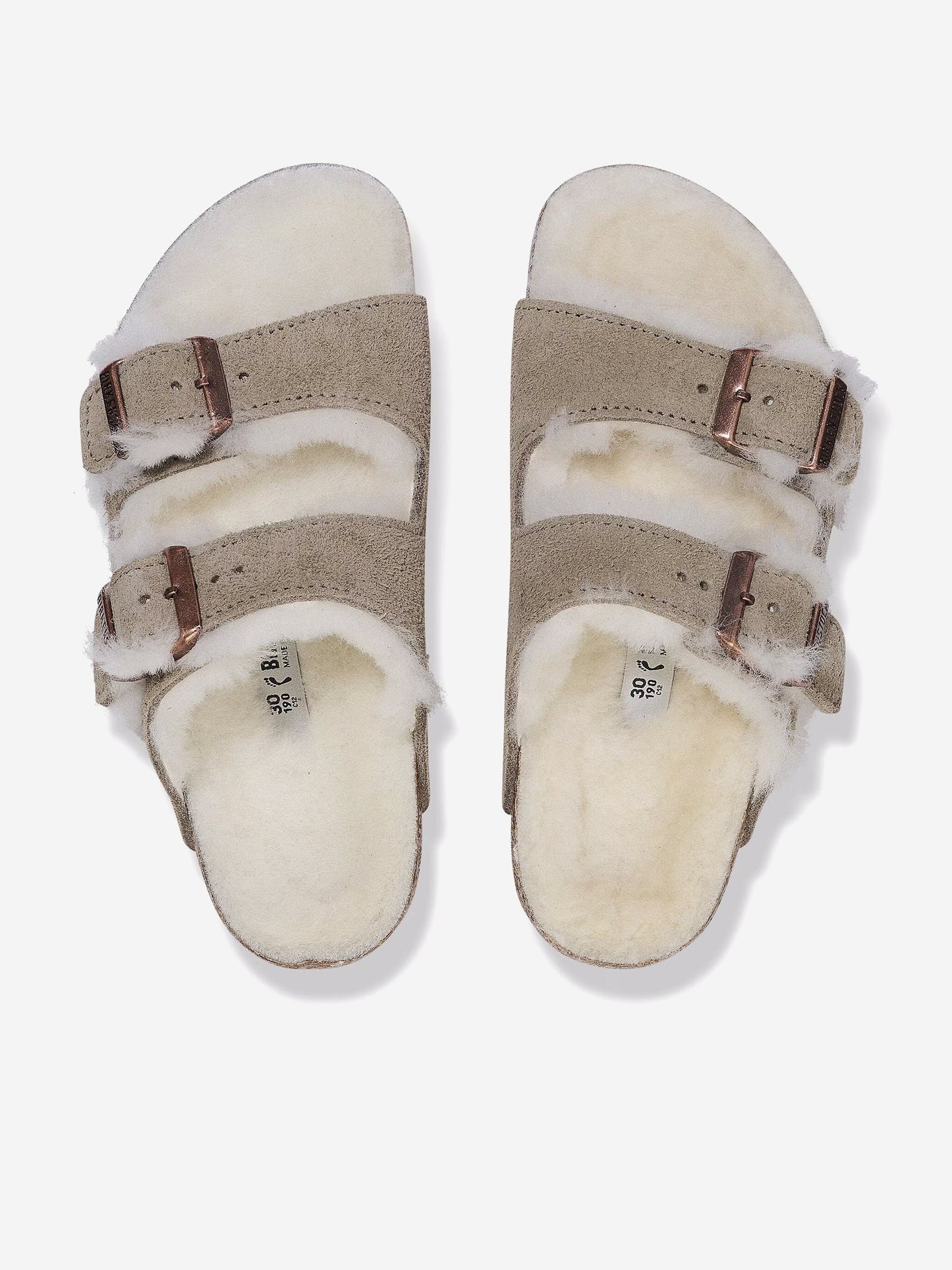 BIRKENSTOCK Kids Arizona Shearling Sandals in Taupe
