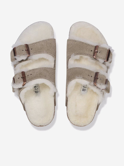 BIRKENSTOCK Kids Arizona Shearling Sandals in Taupe