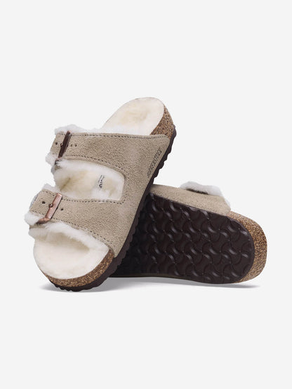 BIRKENSTOCK Kids Arizona Shearling Sandals in Taupe