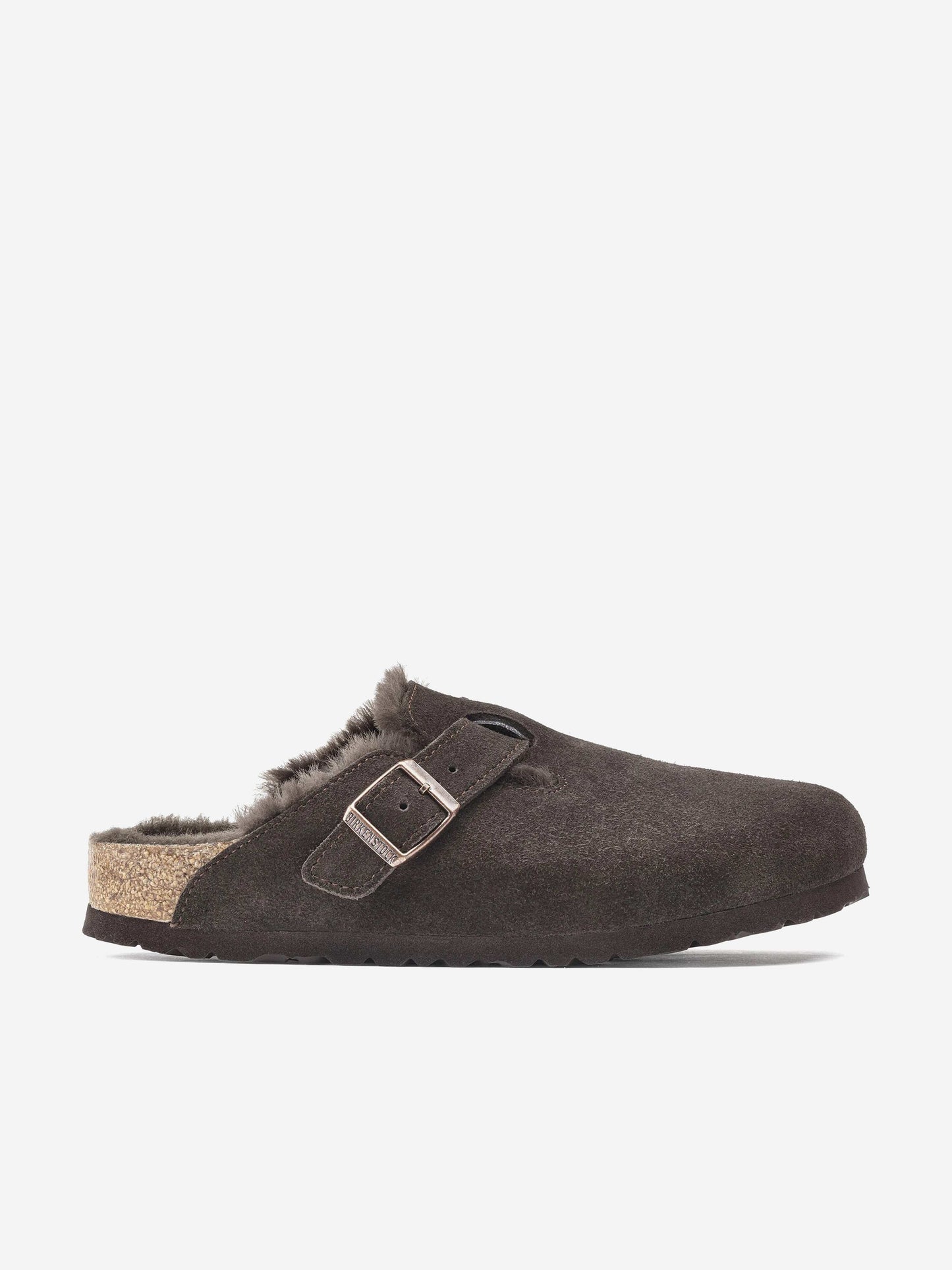 BIRKENSTOCK Boston Shearling Suede Clogs in Brown
