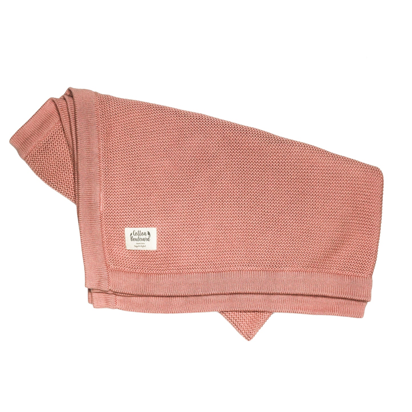 Dusty Pink Organic Cotton Knitted Baby Blanket – 100 X 80cm