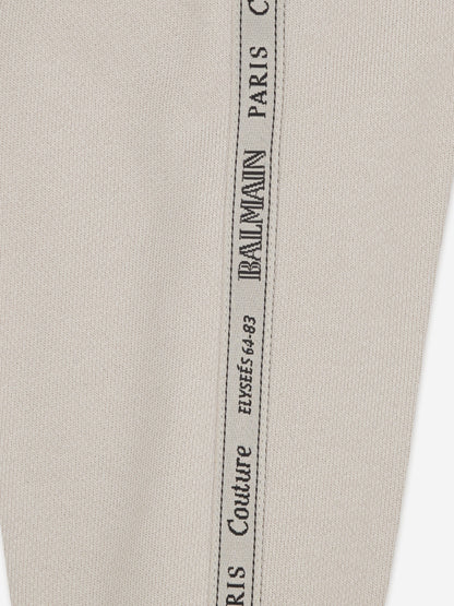 Balmain Baby Logo Tape Joggers in Beige