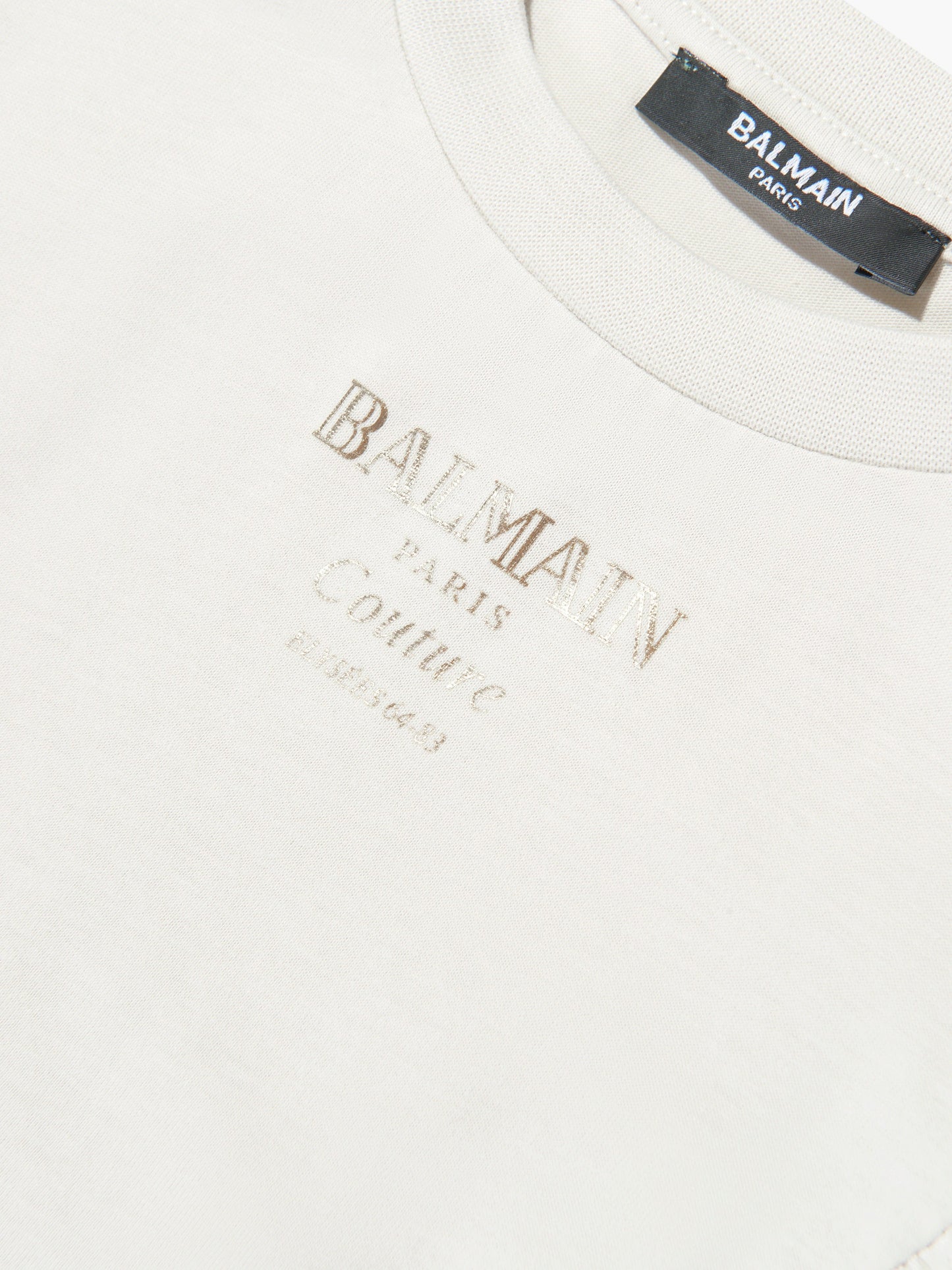 Balmain Girls Logo Ruffle Top in Beige