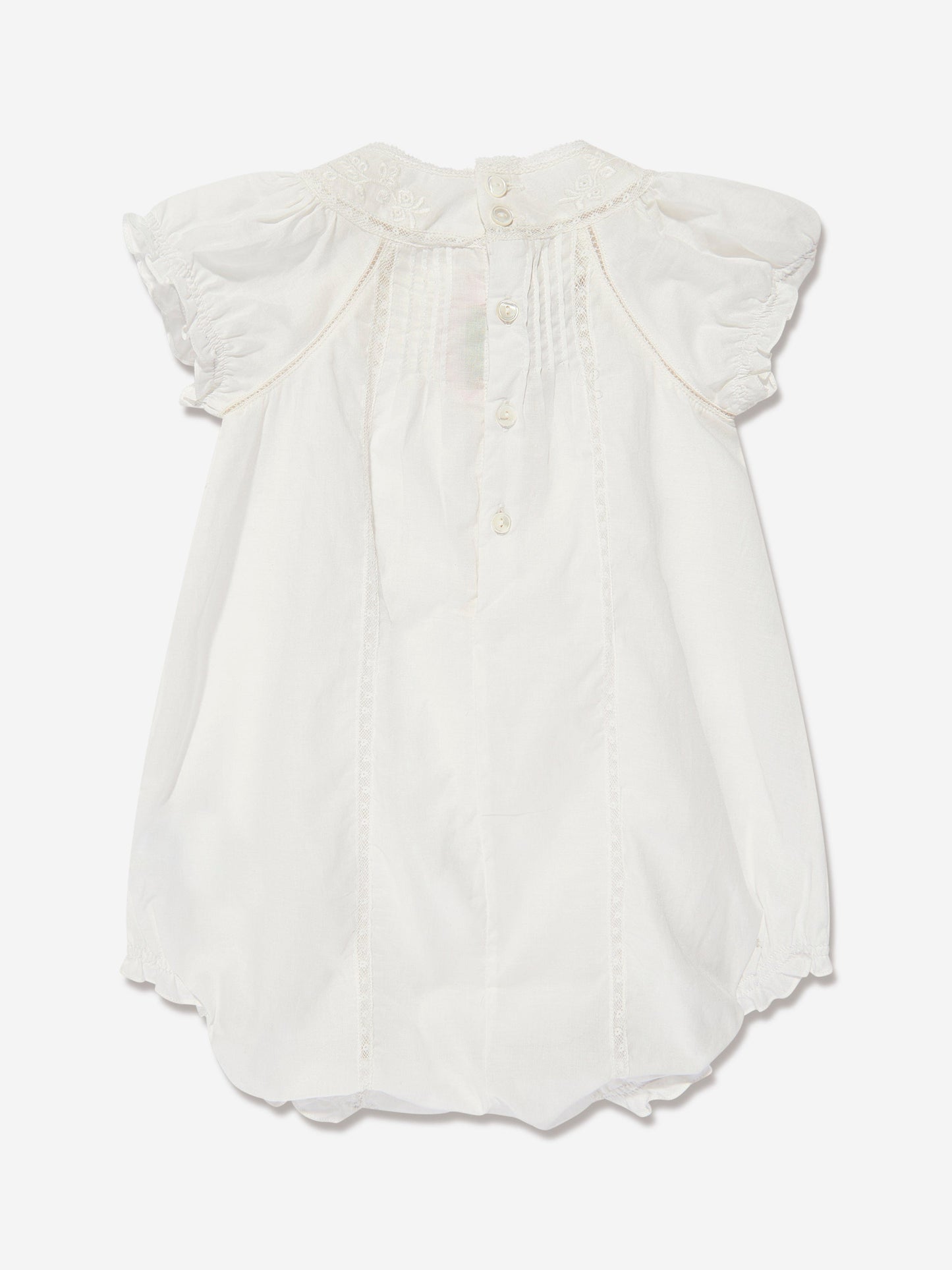 Bonpoint Baby Girls Cotton Romper in Ivory