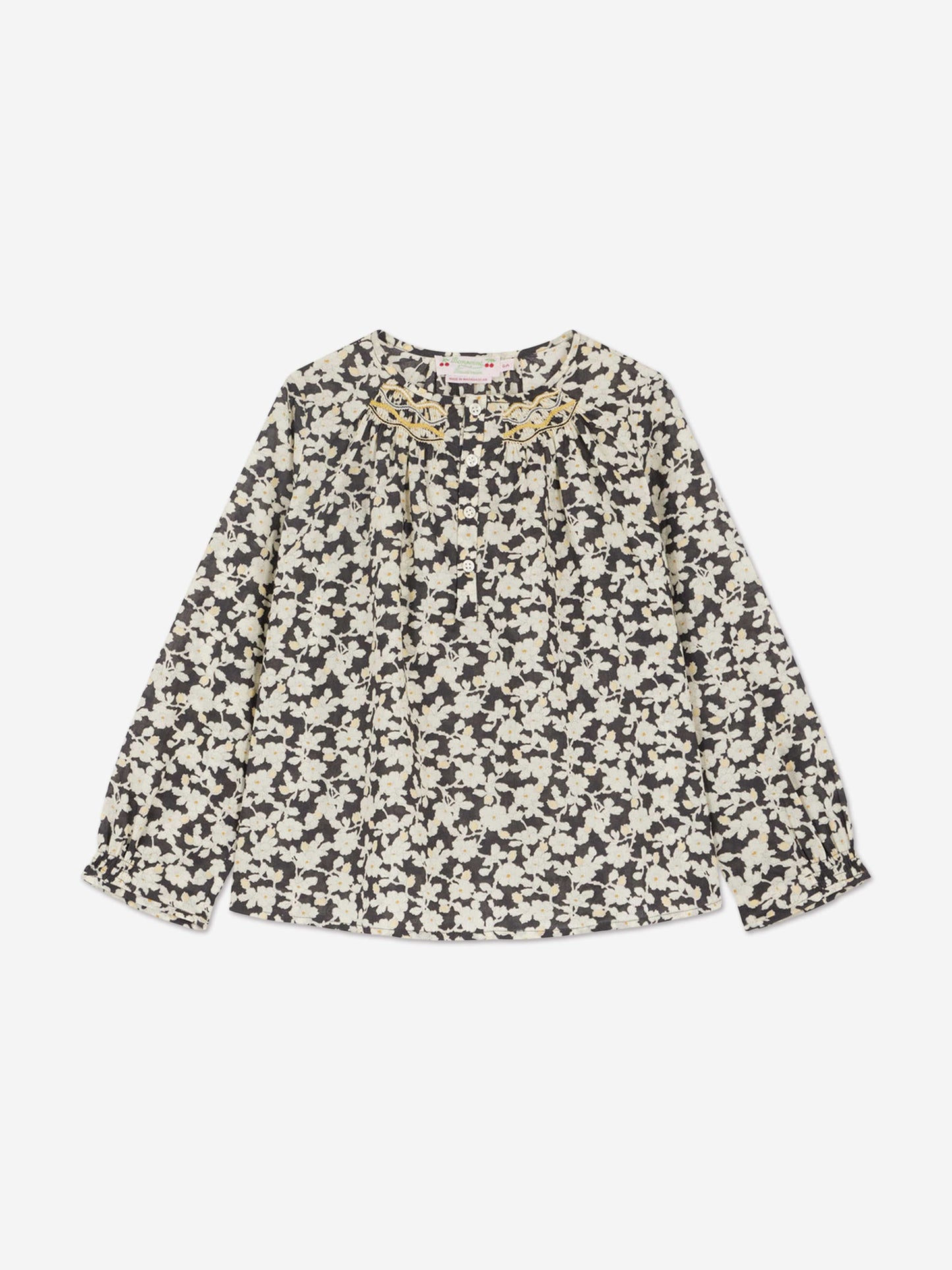 Bonpoint Girls Floral Blouse in Black