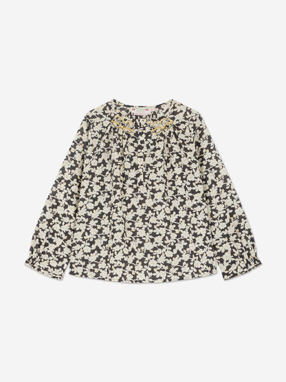 Bonpoint Girls Floral Blouse in Black