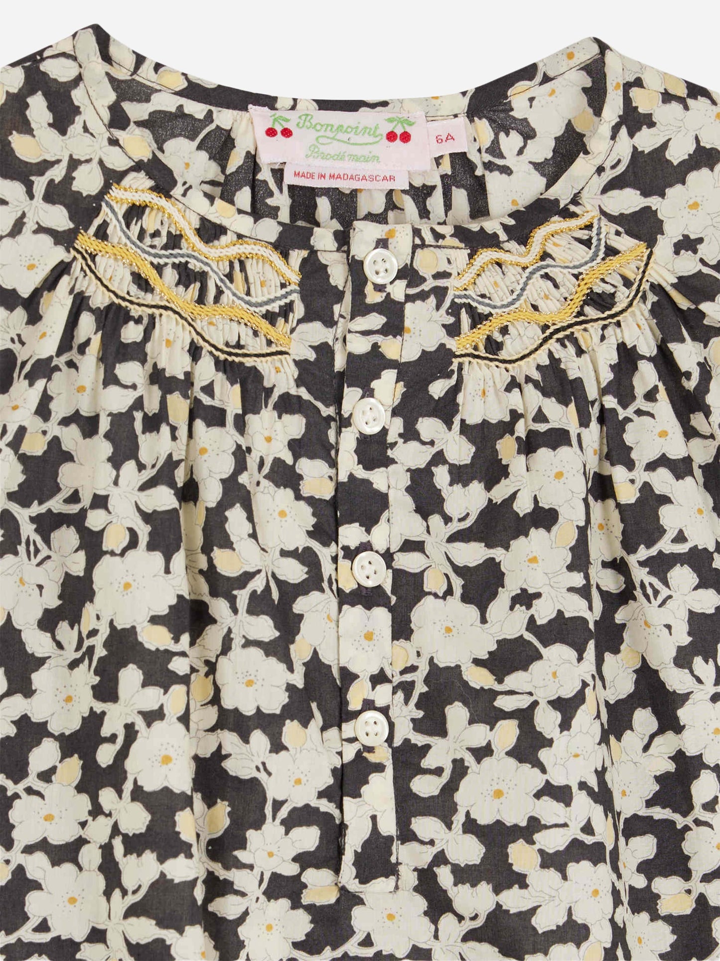 Bonpoint Girls Floral Blouse in Black