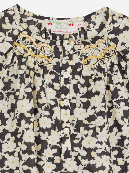 Bonpoint Girls Floral Blouse in Black