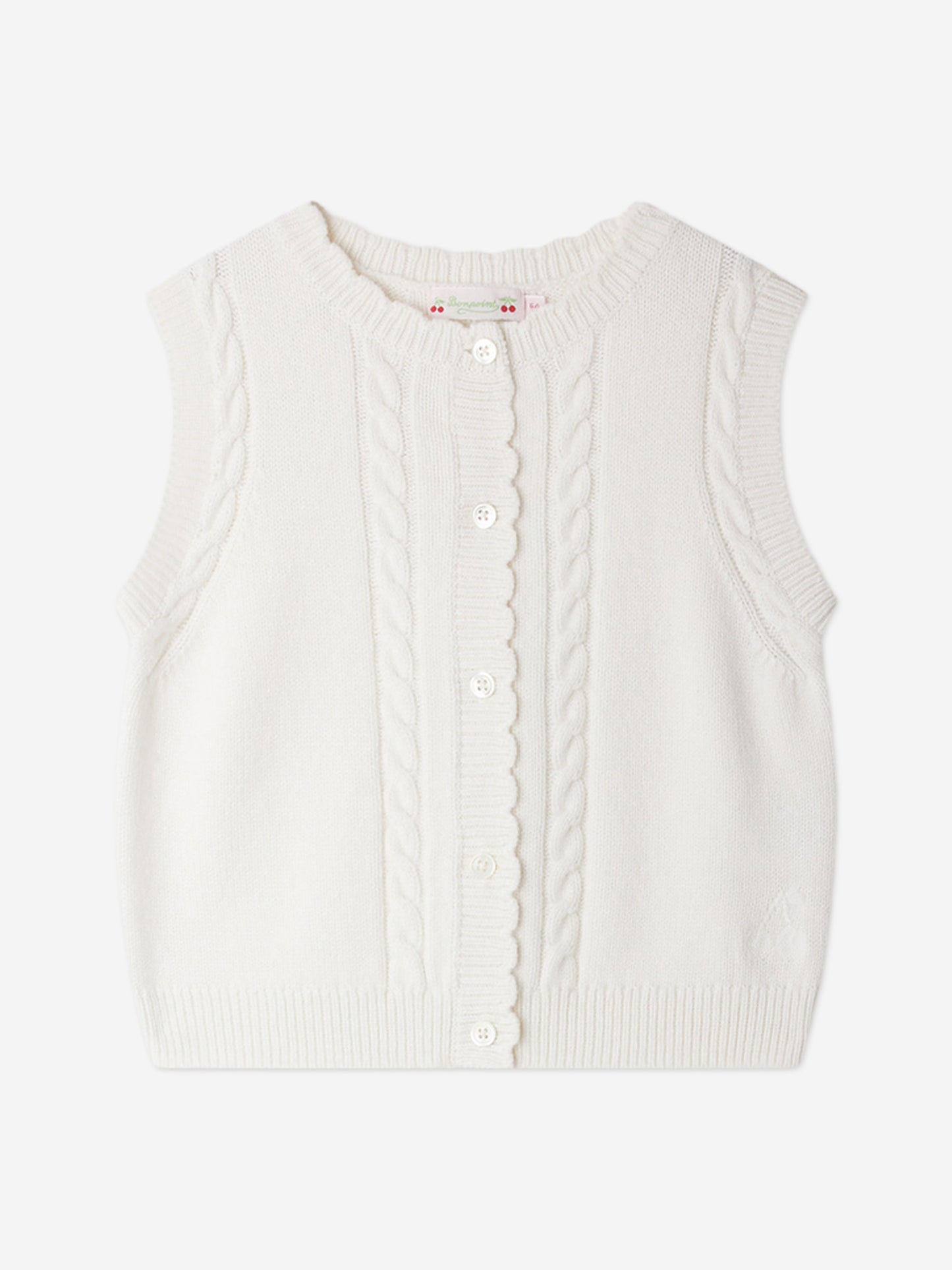 Bonpoint Girls Jobolene Sleeveless Cardigan in White