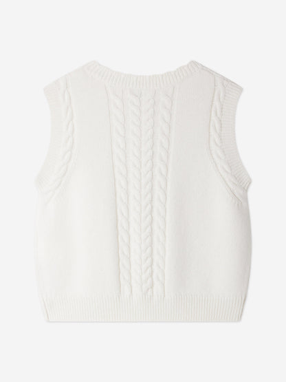 Bonpoint Girls Jobolene Sleeveless Cardigan in White