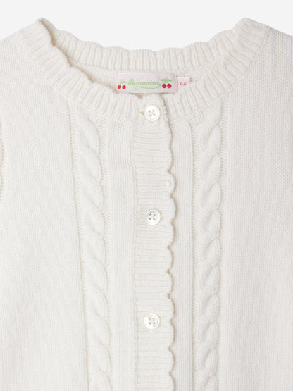 Bonpoint Girls Jobolene Sleeveless Cardigan in White