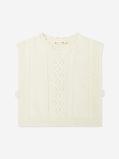Bonpoint Girls Javoue Wool Poncho in Ivory