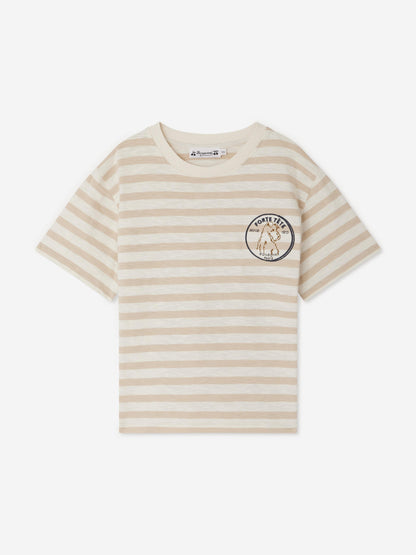 Bonpoint Boys Striped Eidan T-Shirt in Beige