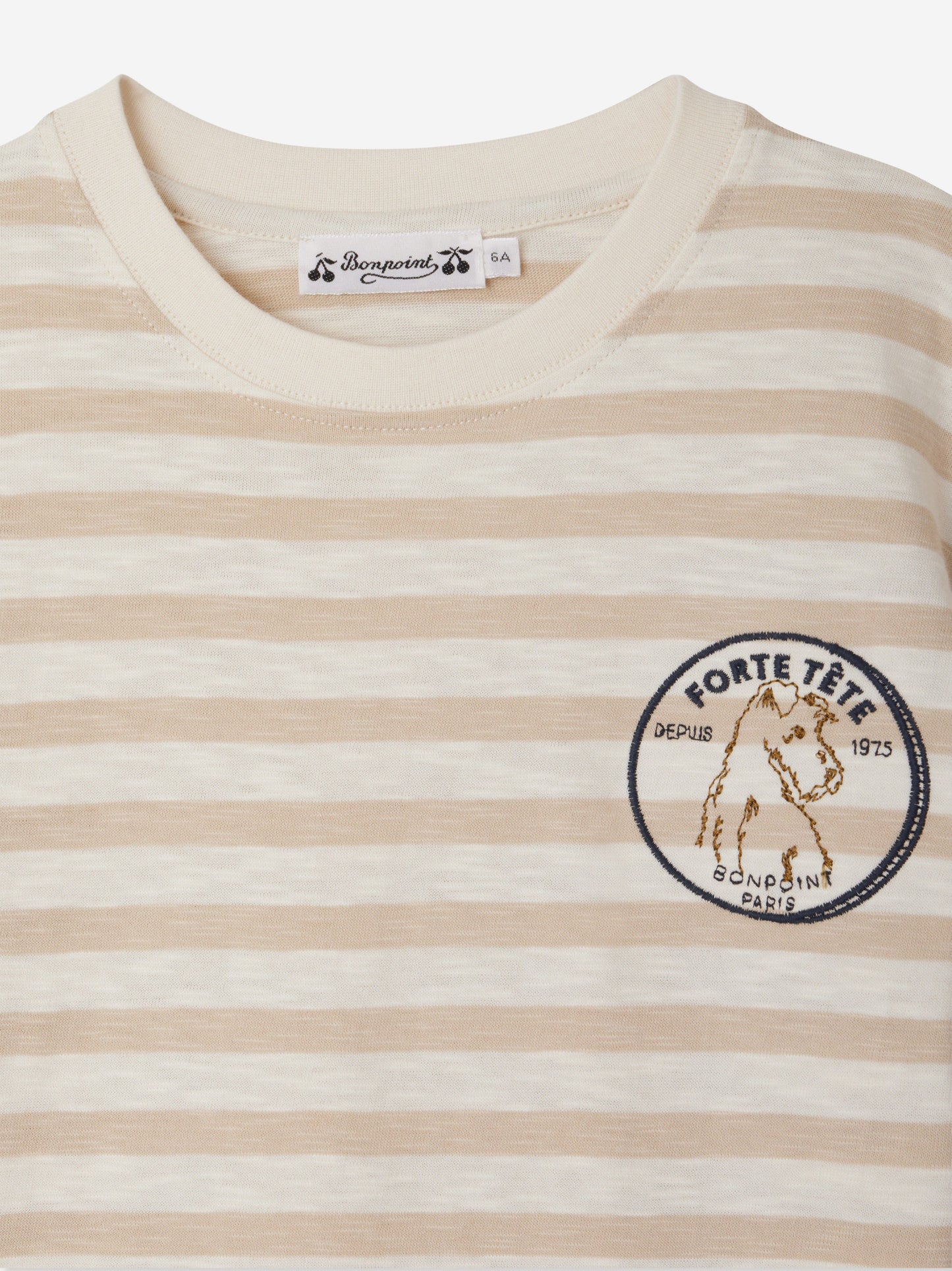 Bonpoint Boys Striped Eidan T-Shirt in Beige