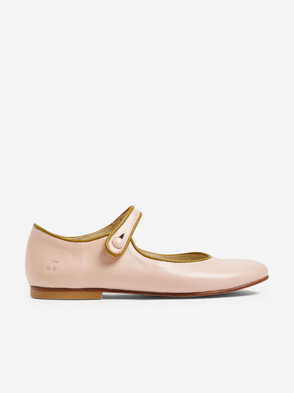 Bonpoint Girls Leather Ella Ballerinas in Pink