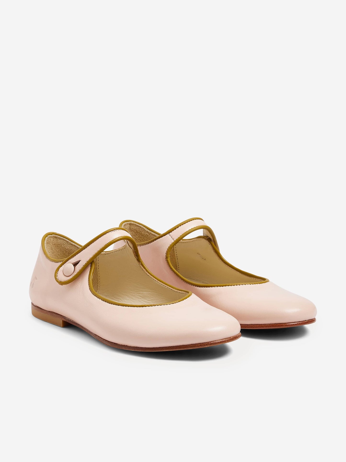 Bonpoint Girls Leather Ella Ballerinas in Pink