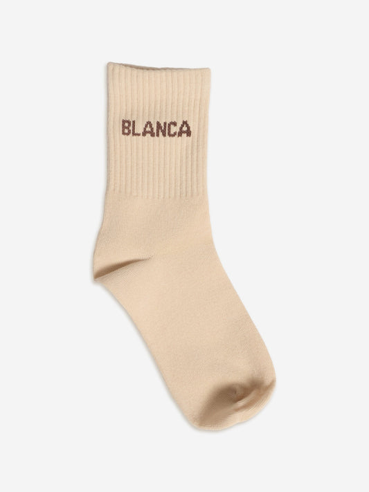 Blanca Sport Girls Logo Socks in Beige