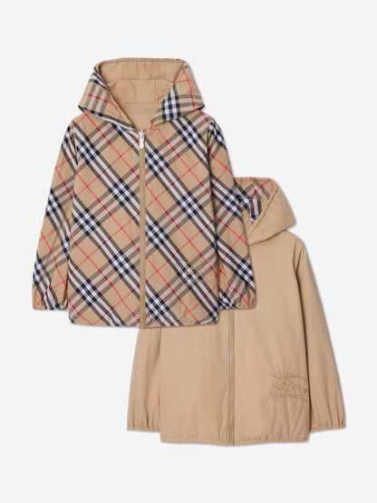 Burberry Kids Reversible Check Rufus Jacket in Beige