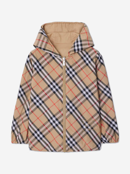Burberry Kids Reversible Check Rufus Jacket in Beige