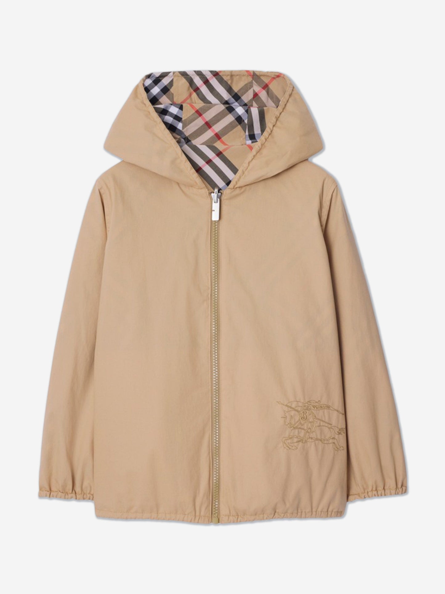 Burberry Kids Reversible Check Rufus Jacket in Beige