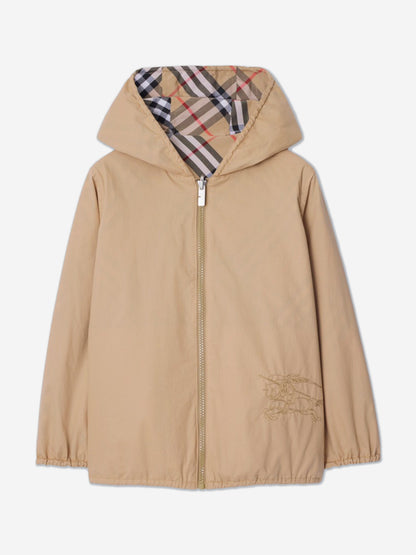 Burberry Kids Reversible Check Rufus Jacket in Beige