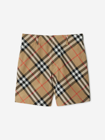 Burberry Boys Oscar Check Shorts in Beige