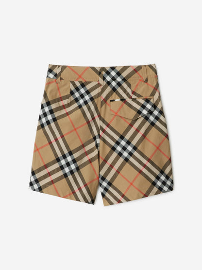 Burberry Boys Oscar Check Shorts in Beige