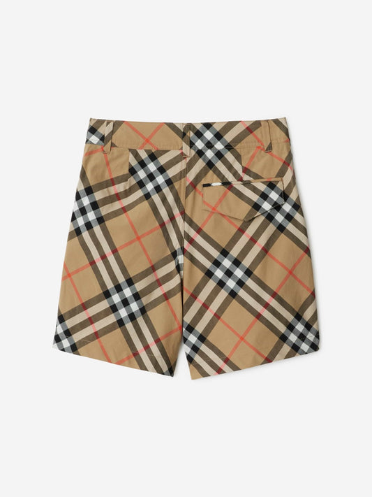 Burberry Boys Oscar Check Shorts in Beige