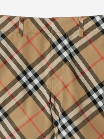 Burberry Boys Oscar Check Shorts in Beige