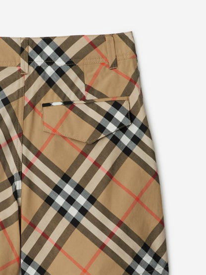 Burberry Boys Oscar Check Shorts in Beige