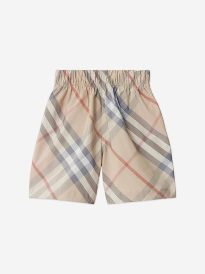 Burberry Boys Fabien Check Shorts in Beige