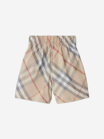 Burberry Boys Fabien Check Shorts in Beige