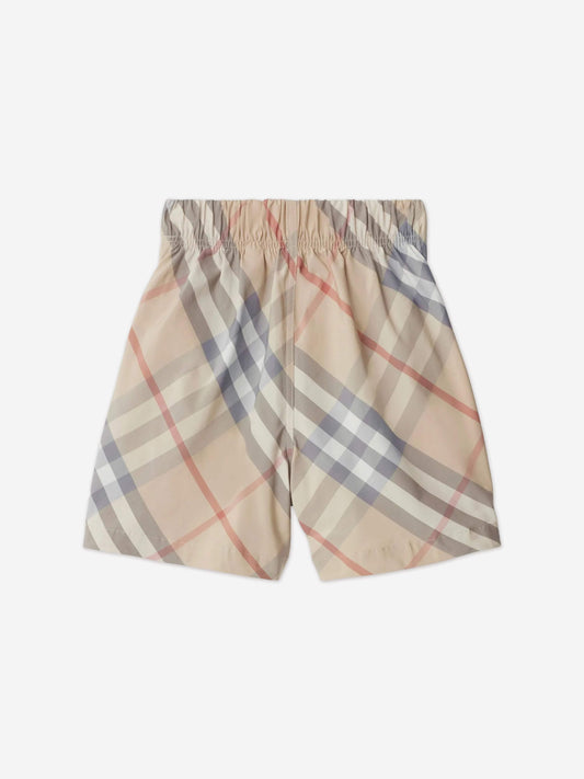 Burberry Boys Fabien Check Shorts in Beige