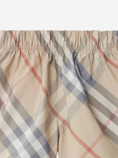 Burberry Boys Fabien Check Shorts in Beige