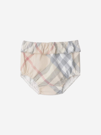 Burberry Baby Girls Emmeline Check Dress Set in Beige