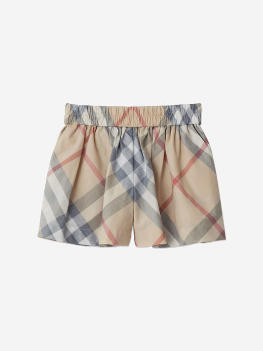 Burberry Baby Girls Marcy Check Shorts in Beige