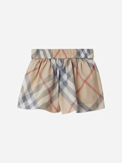 Burberry Baby Girls Marcy Check Shorts in Beige