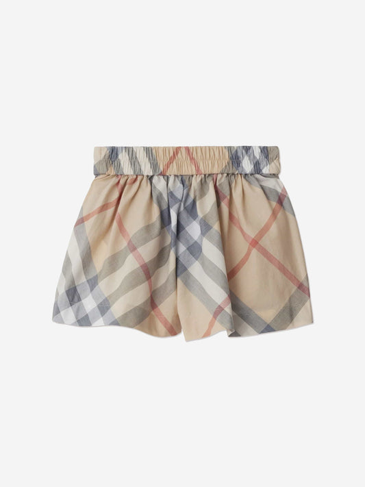 Burberry Baby Girls Marcy Check Shorts in Beige