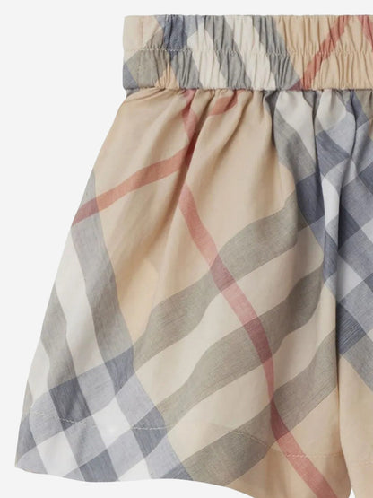 Burberry Baby Girls Marcy Check Shorts in Beige