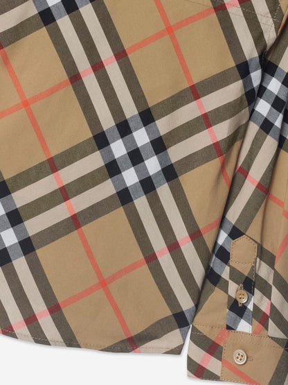 Burberry Baby Boys Owen Long Sleeve Check Shirt in Beige
