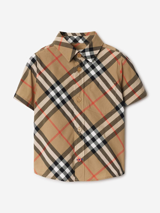 Burberry Baby Boys Owen Essential Check Shirt in Beige