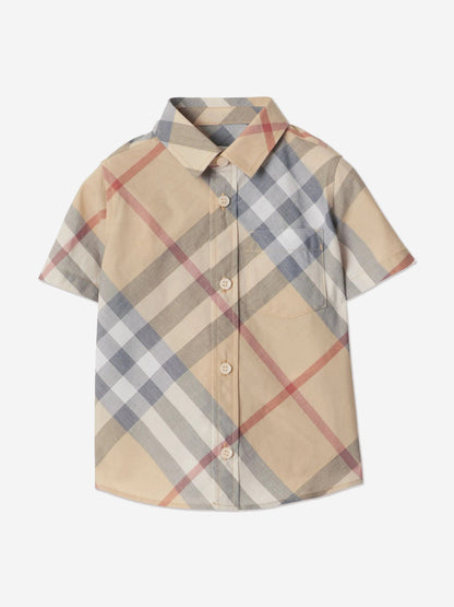 Burberry Baby Boys Owen Check Shirt in Beige