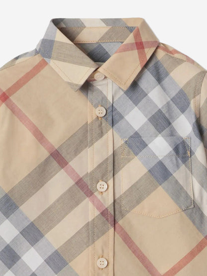 Burberry Baby Boys Owen Check Shirt in Beige